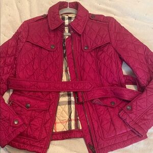 Burberry Quilted Belted Jacket - Berry Red